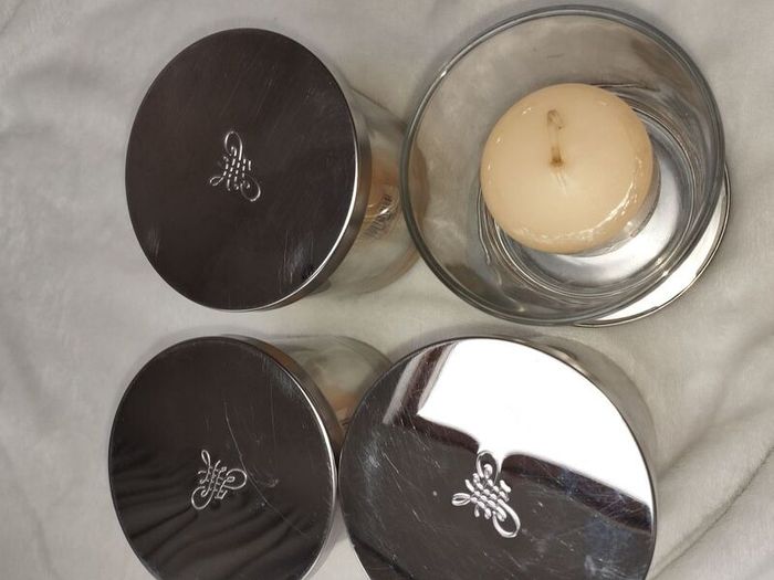 Glass Votive Candles holders with Rathbourne Candles x 4