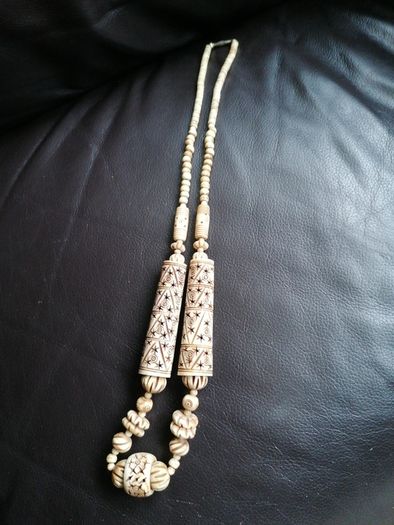 vintage Hand carved bone necklace