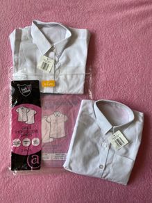 Girl's White Short Sleeve Shirts | 2 Pack