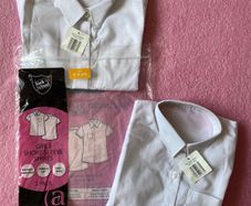 Girl's White Short Sleeve Shirts | 2 Pack