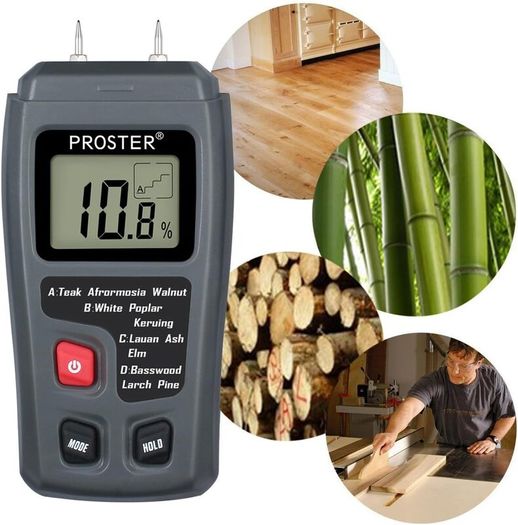 Moisture Meter Damp Meter RZMT-10 MD Digital Wood Moisture Meter Handheld Moisture Tester Detector Humidity Measuring with HD LCD for Wood Firewood Cardboard Paper (Range 0-99.9%)