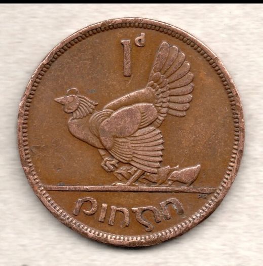 scarce Ireland/Irish/Eire Penny 1940 Coin (Low Mintage 312000) Hen Chicks Eire
