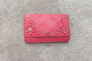 Michael Kors Pink Leather Floral Crossbody / Wallet Bag