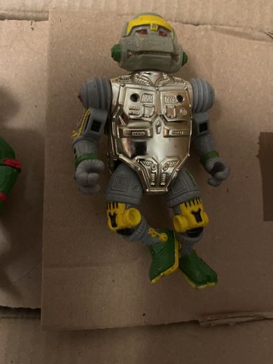 Vintage TMNT Figure Lot 1988 1989 Playmates - Raphael Soft Head & Shiny Chrome Metalhead Robot Turtle