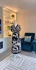 Brand New Virgo Boutique Cow Print Striped Midi Dress - Size XL (UK 14-16 / EU 42-44)