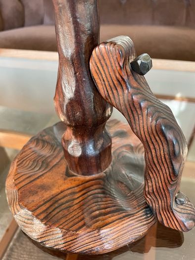 Primitive Candle Stick Antique Style Wood with Iron Tacks