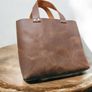 handmade leather bag with matching card wallet Image 4