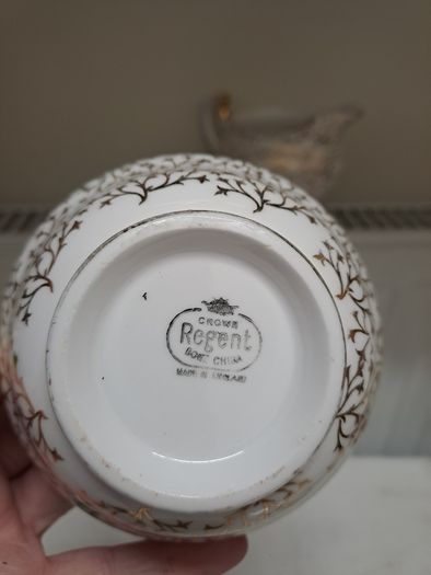 Crown Regent sugar bowl and creamer