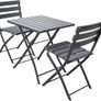 Garden Bistro Set for 2  Folding Outdoor Table & Chairs with Durable HDPE Top and Metal Frame,Grey:AVAILABLE FOR PICK UP Image 2