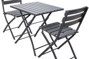 Garden Bistro Set for 2  Folding Outdoor Table &amp; Chairs with Durable HDPE Top and Metal Frame,Grey:AVAILABLE FOR PICK UP