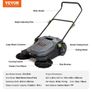 Walk-behind Hand Push Floor Sweeper, 65 cm Sweeping Width Floor Sweeper Manual Non-Electric, 18.9-Liter Waste Container, Angle & Height Adjustable Folding Handle for Walkway, Yard, Garage, Patio Image 7