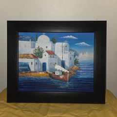Oil on Canvas by Vinno Mediterranean Scene - Framed