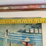 Vintage Small Oil Painting on board framed under glass of lady and child on the beach not signed. Image 6