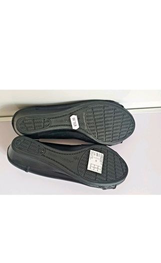 Hush Puppies Candid Pump Bit Black Leather Wedge Shoes UK3 EU36 New Boxed  CAN POST