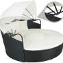 _High-Quality XXL aluminum polyrattan Sun Island with Hinged Sun Canopy, Sun Lounger Including Pillows and Cushions, 180 x 161 x 138 cm, Various Colors Image 4