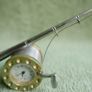 Vintage Fishing Rod & Reel Collectible Mini-Clock ,fresh battery, works fine Image 6