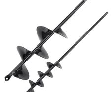 Auger Drill Bits for Planting Set of 2, Garden Auger Drill Bit, Spiral Drill Bit for Post Hole Digger, Bulbs Planting & Holes Digging, for 3/8" Hex Drive Drill