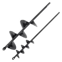 Auger Drill Bits for Planting Set of 2, Garden Auger Drill Bit, Spiral Drill Bit for Post Hole Digger, Bulbs Planting & Holes Digging, for 3/8" Hex Drive Drill