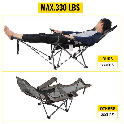Outdoor Folding Camp Chair Backrest With Footrest Portable Bed Nap Chair For Camping Fishing Foldable Beach Lounge Chair