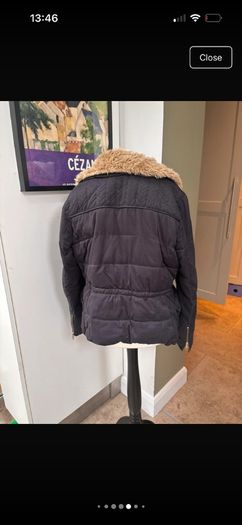 Navy Zara Coat with fur lined hood
