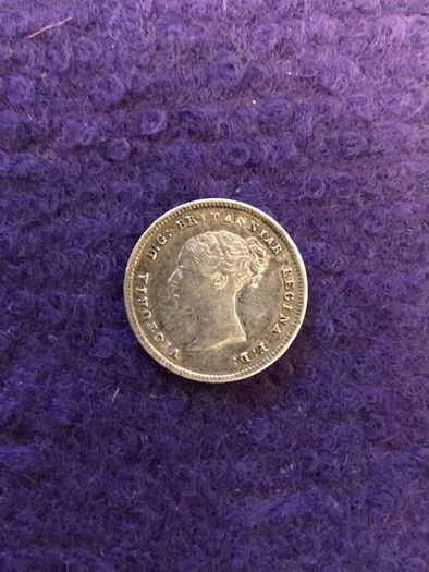 1844 British Victoria Silver Fourpence Coin