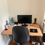 Wooden-effect office/study desk with sturdy grey metal legs Image 3