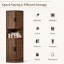 165cm Tall Corner Storage Cabinet with Barn Doors, 5-Tier Farmhouse Corner Cabinet for Living Room, 4 Wooden Doors and 5 Shelves, Space Saving Freestanding Sideboard for Home, Kitchen,Brown Image 6