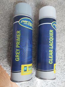 Spray paint / grey primer / clear lacquer