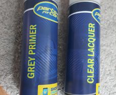 Spray paint / grey primer / clear lacquer
