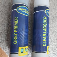 Spray paint / grey primer / clear lacquer