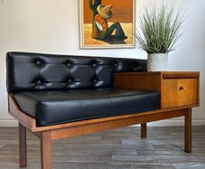 Vintage Retro Mid Century Teak Chippy Heath Bench/Telephone Seat
