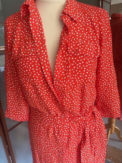 Free Post today ONLY- Mint Velvet Orange Polka Dot Shirt Dress with belt - Size 8