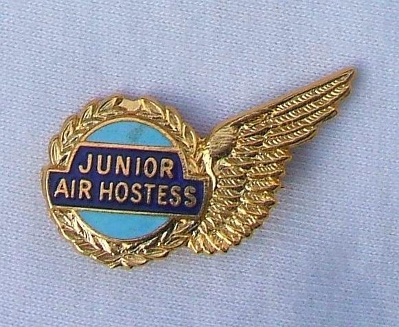 JUNIOR AIR HOSTESS (Squire badges) - child's airline 'golden wings' enamel badge (c.1970's)