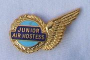 JUNIOR AIR HOSTESS (Squire badges) - child's airline 'golden wings' enamel badge (c.1970's)