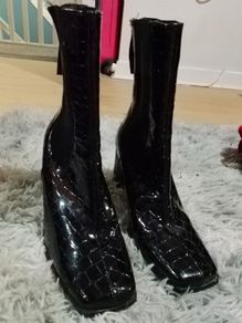 Black Painted Ankle Boots