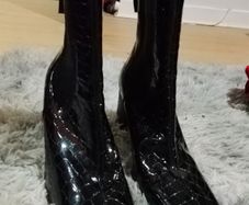Black Painted Ankle Boots