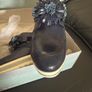 Pedro Anton navy blue leather wedge shoes with flowers UK8 Image 3