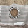 Beige Striped Voile Eyelet Curtains / Net Panels Image 4
