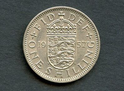 Great Britain - Elizabeth II 1957 (English) Shilling - Ref #E2ES57-1