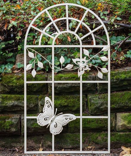Nostalgia Stable Window Metal Frame with Butterfly  Antique Style 97cm
