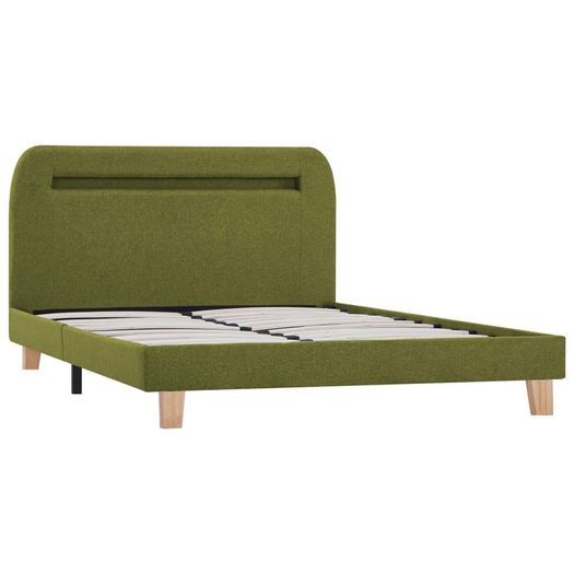 Bed Frame with LED Green Fabric 120x190 cm