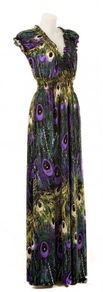 Stella v-neck maxi peacock dress size M UK12/14 EU40/42 Postage included