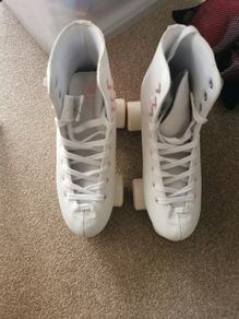 Kids' and adult artistic roller skating quad skates 100 - white  Size 37