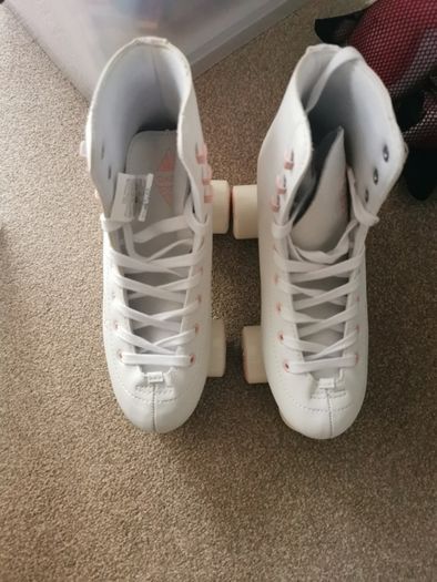 Kids' and adult artistic roller skating quad skates 100 - white  Size 37
