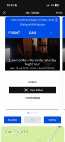 2x FRONT standing tickets for Saturday 18th July