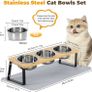 Cat Bowls with Stand & Feeding Mat, 3Pcs Deep Stainless Steel Food Bowls (500ml) for Pet Image 2