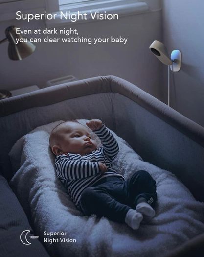 Baby Monitor Pet WiFi Camera 1080P with Night Vision Motion & Sound Detection 2.4Ghz Remote Control Camera for Indoor Baby Nanny and Pet Monitor, Compatible with Alexa (FREE POSTAGE)