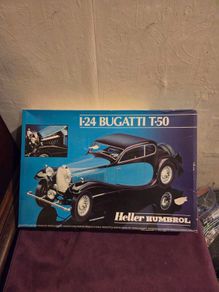 Vintage Heller Humbrol Bugatti T-50 Model Car Kit Unassembled 1:24