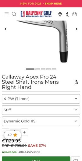 Callaway Apex Pro 4-PW Steel Shaft