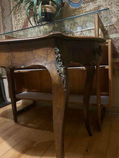 antique walnut and rosewood inlay table